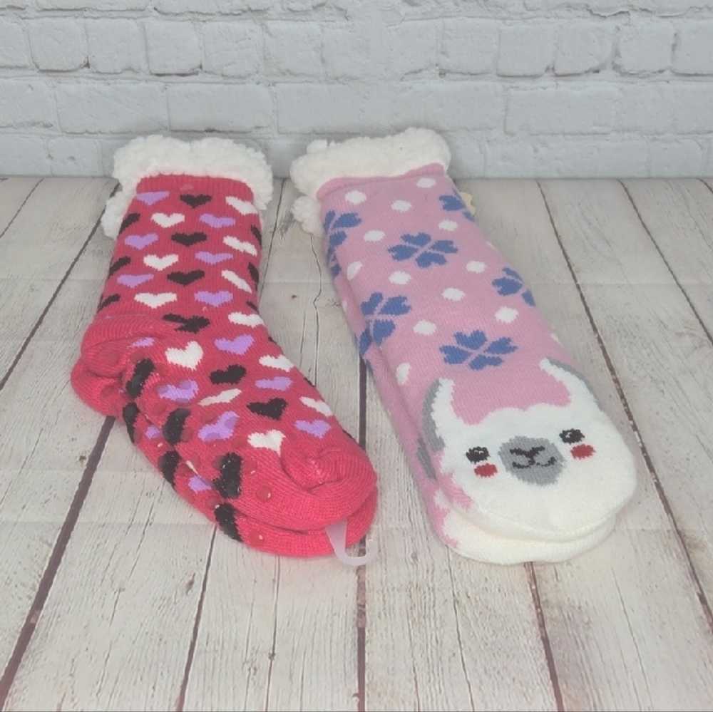 Cozy Heart and Llama Patterned Socks